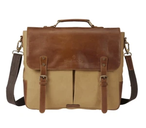 CHARLES COLBY Tasche LORD WINGSON Baumwolle-Leder cognac B38xH11xT32cm NEU AB10 - Bild 1 von 2