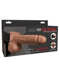 Fetish Fantasy 7" Hollow Rechargeable Strap-On with Remote - Picture 1 of 7