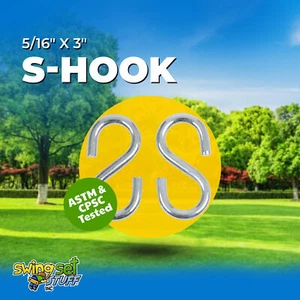 SWING SET STUFF 5/16" X 3" S-HOOK (PAAR) Play Fort Kette Sicherheits Holzgurt 0076 - Bild 1 von 8