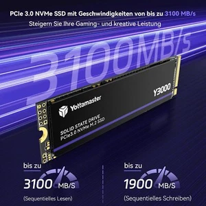 1TB SSD M.2 PCIe 3.0, Up to 3100MB/s, M.2 2280 NVMe Internal Solid State Drive - Picture 1 of 12