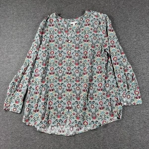 J.Jill Flowy Blouse Womens XL Extra Large Floral V-Neck Long Sleeve - Picture 1 of 8
