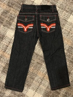 Pantalones de mezclilla Chams para niños corte estándar rojo bolsillo hit azul talla 6 Foto 1 de 4