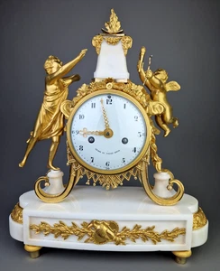 🇫🇷 Zierlich elegante französische Pendule aus der Zeit Louis-Seize -Kaminuhr - Bild 1 von 16