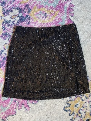 Art Class Sequin Mini Skirt Sz 14-16 EUC Party Dance Holiday Black - Image 1 of 4