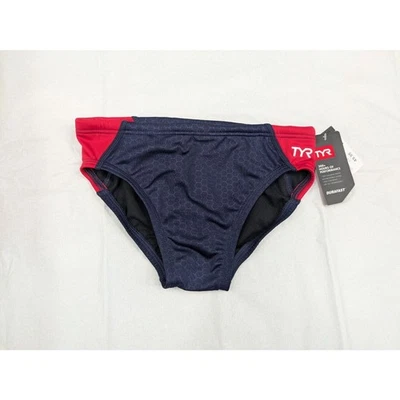 Maiô TYR masculino Durafast Hexa Blade Racer azul marinho e vermelho tamanho 28 *NOVO* - Imagem 1 de 4