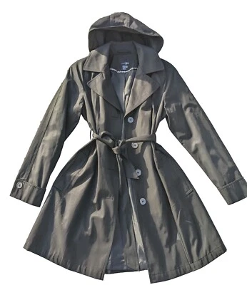 CHAQUETA DE LLUVIA EAST5TH TRENCH COAT con capucha abotonada para mujer talla M negra  Foto 1 de 4