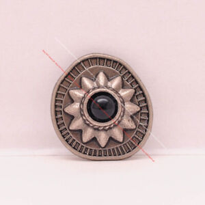 10 x sac ceinture fleur de soleil argent à faire soi-même maroquinerie décoration perles noires concho 19 mm