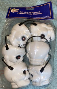 6 Vintage Halloween Totenkopf Süßigkeiten Körbe Eimer Eimer Skelett NEU - Bild 1 von 4