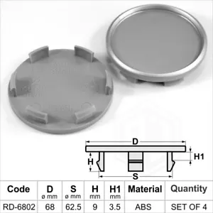 4x Wheel center caps centre universal alloy rim plastic hub cap 62.5 mm - 68 mm - Picture 1 of 3