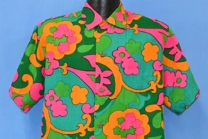 CAMISA HAWAIANA ALOHA VERDE ROSA HONOLULU VINTAGE AÑOS 60 PSICODÉLICA MODA SOLAR L - Imagen 1 de 9