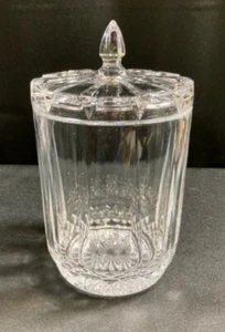 Lead Crystal Glass Diamond Cut Candy Dish with Lid, Beautiful Design 5" Round - Picture 1 of 3