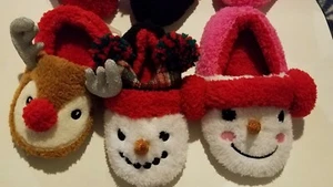 Girls PJ Couture Christmas House Slippers Snowman or Reindeer Size 11/12 13-1 - Picture 1 of 9
