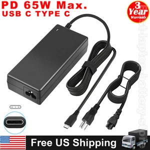 AC Adapter For Dell Latitude 7390 2-in-1 USB-C Laptop Power Charger PSU 65W - Picture 1 of 16