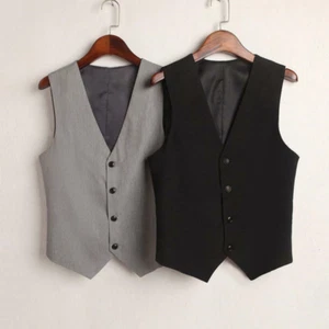 Women Suit Vest Waistcoat Sleeveless Coat Jacket Tuxedo Slim Work Gilet Workwear - Picture 1 of 14