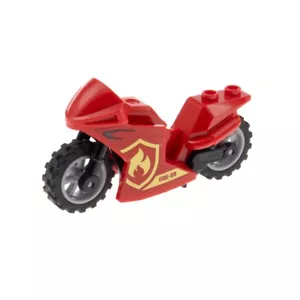 1X Lego Motorcycle Sport Fairing Red Sticker FIRE-05 Wheels Gray 18896 18895PB19 - Picture 1 of 2