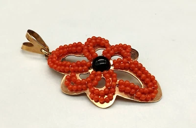 Ciondolo donna corallo rosso di Sardegna naturale argento 925 fatto in Italia - Immagine 1 di 4