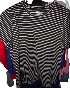 TIME AND TRU black white stripe short Sleeve Crew Neck tee Top Sz XL 16-18 R2 - Picture 1 of 6