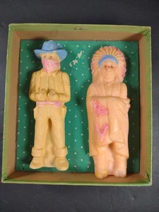 Vtg Fun-E-Soap Cowboy & Indians Figures Castile Bath Toy Soap Tre-Jur Inc NIB - Picture 1 of 12