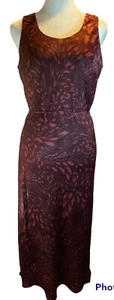 INC Sleeveless Maxi Dress Ava Animal Harvest Hues Tie Waist Burgundy MEDIUM - Picture 1 of 11