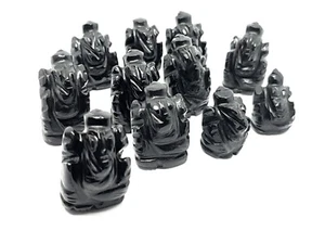 Ganesh Statue Schwarz Obsidian Lord Ganesha Mini Elefant Statue Auto Bürotisch - Bild 1 von 12