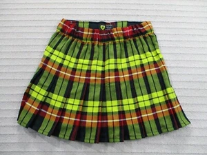 Sport Kilt Girls Skirt Small Yellow Plaid Pleated Kilt Elastic Waist Pull On Red - Picture 1 of 10
