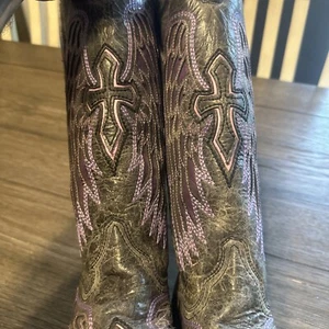Corral Purple And Grey Wing Cross Cowboy Boots. Size 6.5 - Picture 1 of 18