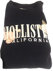 Hollister California Women's Sz Sm Floral Logo Blue Long Sleeve Sweatshirt - Picture 1 of 7