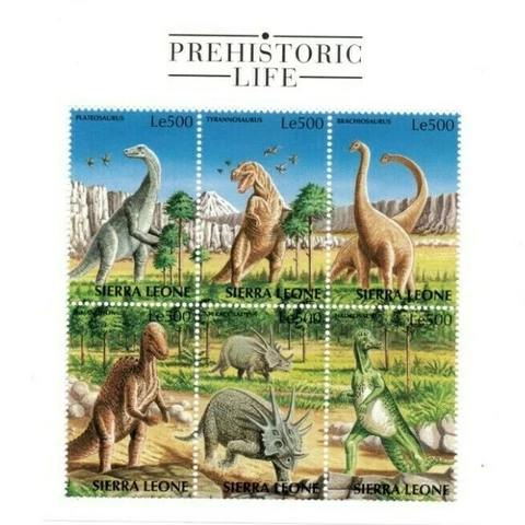 Sierra Leone 1998 - Prehistoric Life, Dinosaurs - Sheet of 6v - Scott 2113 - MNH Cover