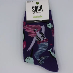 Sock It To Me Womens Crew Socks Fin Friends Size 5-10 Mermaid Blue - Picture 1 of 1