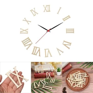 Craft Pieces Home Decorations Wooden Wood Chip Roman Numerals Clock Accessories - Picture 1 of 9