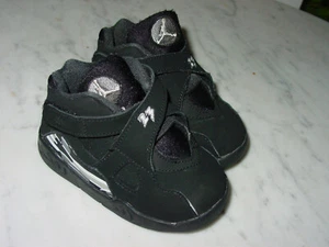 2015 Nike Air Jordan Retro 8 "Chrome" Black/Graphite/White Toddler Shoes Size 6C - Picture 1 of 12