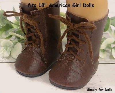 BOTAS MARRÓN OSCURO CON CORDONES se adapta a ZAPATOS MUÑECA AMERICANA NIÑA 18" Foto 1 de 2