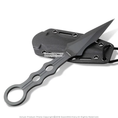 Cuchillo de lanzamiento de daga de combate táctico de 9" funda Kydex negro mate Foto 1 de 4