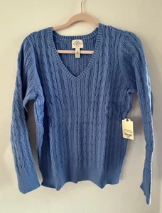 St. Johns Bay Womens V-Neck Long Sleeve Cable Knit Sweater XL  Blue Bonnet - Picture 1 of 7
