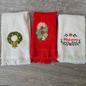 3 - Lotto asciugamani vintage cannone ghirlanda natalizia 100% cotone made in USA - Foto 1 di 19