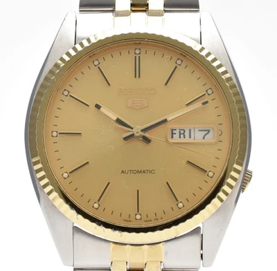 【EXC+5】 SEIKO 5 7S26-0500 Oro/Plata Día Fecha 36 mm Reloj Automático Hombre JAPÓN Foto 1 de 4