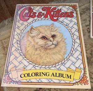 Vintage 1977 Cats And Kittens Coloring Album Troubadour Press Free Shipping - Picture 1 of 6