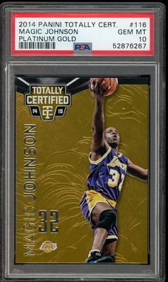 2014-15 Panini Totally Certified MAGIC JOHNSON #116 Platinum Gold /10 PSA 10 GEM - Image 1 of 2