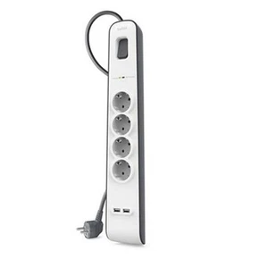 Rallonge 4 prises Schuko avec interrupteur Belkin BSV401VF2M USB x 2 [2 m] - Afbeelding 1 van 1