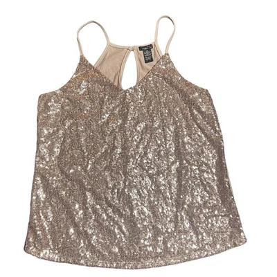 Camisa para salir Y2k Rue 21 rosa lentejuelas brillante correa de espagueti top para mujer mediana Foto 1 de 4