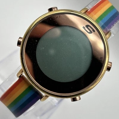 Reloj digital Sketchers esfera tono oro rosa correa temática arco iris NECESITA BATERÍA Foto 1 de 4