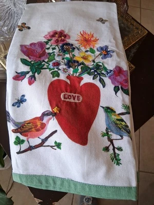 ANTHROPOLOGIE DISH TOWEL by NATHALIE LETE HEART DISH GUEST TOWEL❤️ BEAUTIFUL NEW - Image 1 of 4