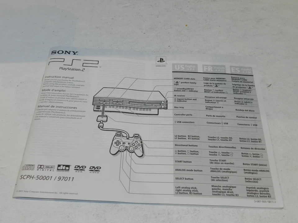 Sony Playstation 2 PS2 Fat система консоли SCPH-50001 инструкция руководство только - Изображение 1 из 1