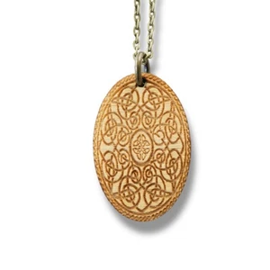 Collar - Diseño Celta - Llave de la Vida Serpiente y Cadenas de Eslabones de Cable - Madera de Abedul - Imagen 1 de 11