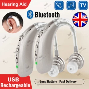 Rechargeable Digital Hearing Aid Adjustable Voice Amplifier Behind Ear Sound NEW - Picture 1 of 24