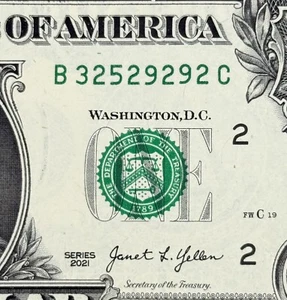 Lichtmaschine (2er) Stempelglanz Dollar Fancy Seriennummer: B 32529292 C New York - Bild 1 von 3