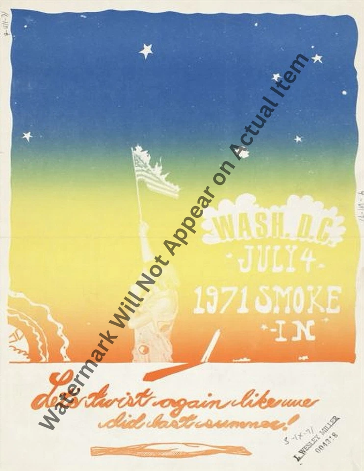 Washington, D.C. July 4, 1971 Smoke-In Poster VTG Photo Print 8.5x11" - Image 1 of 1