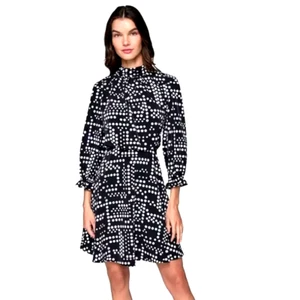 Karl Lagerfeld Paris Women's Dot-Print Mock-Neck 3/4-Sleeve Dress NWT 8 $120 - Picture 1 of 7