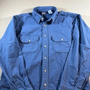VTG Woolrich Chamois Flannel Shirt Blue Long Sleeve Men Sz M Made In USA *READ* - Picture 1 of 11