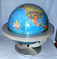 George F Cram Co World Globe With Atomic Metal Cradle Stand